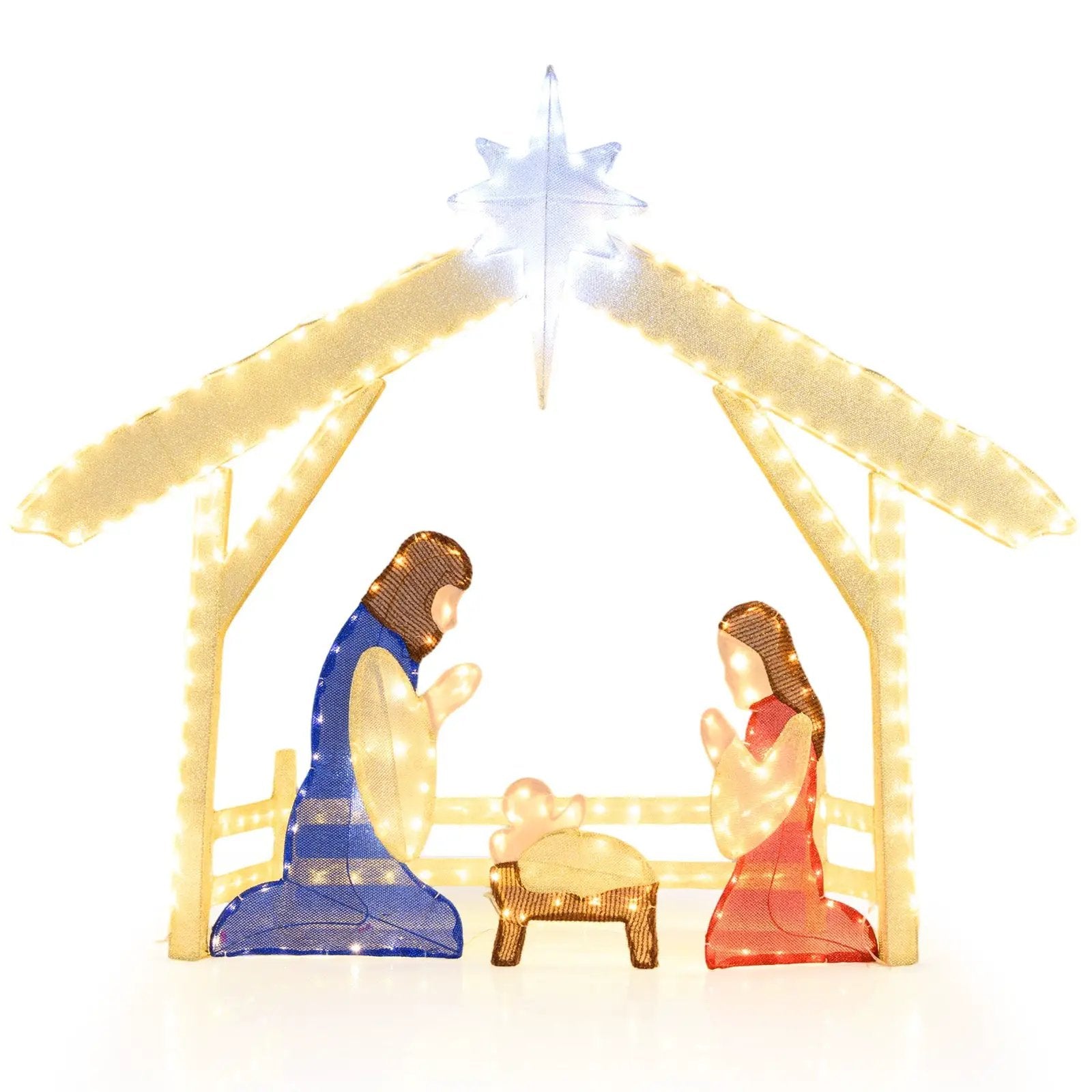 4 Ft Lighted Nativity Scene Pre-lit Christmas Holy Family Set by DirectDeals