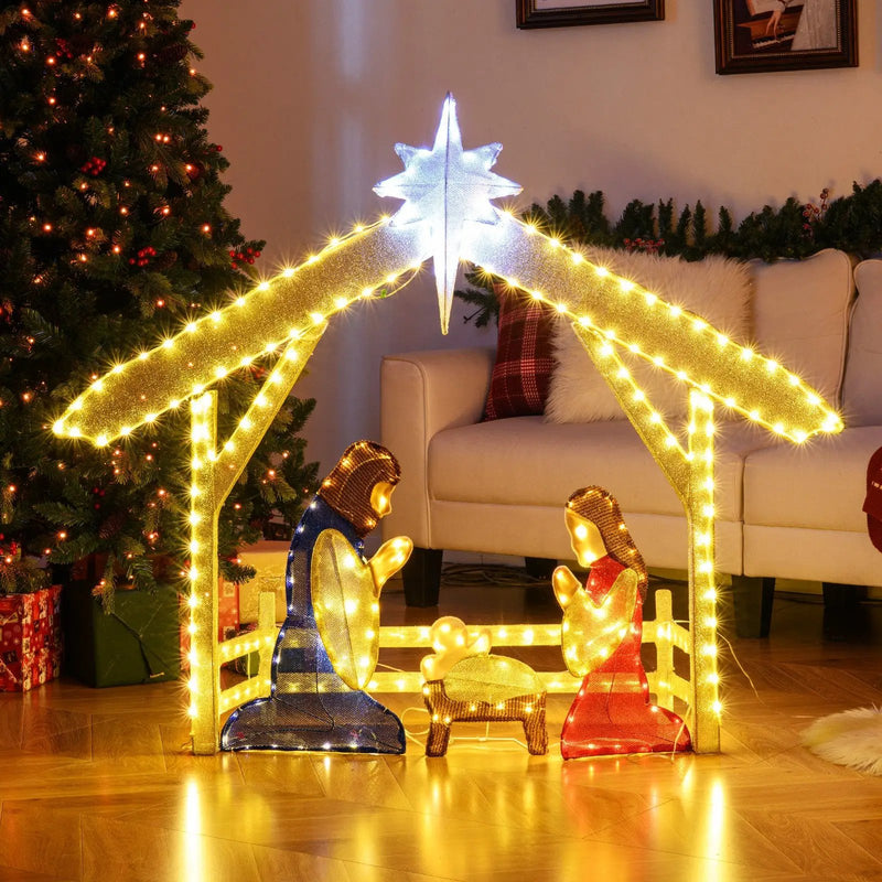 4 Ft Lighted Nativity Scene Pre-lit Christmas Holy Family Set by DirectDeals