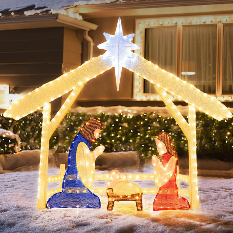 4 Ft Lighted Nativity Scene Pre-lit Christmas Holy Family Set by DirectDeals