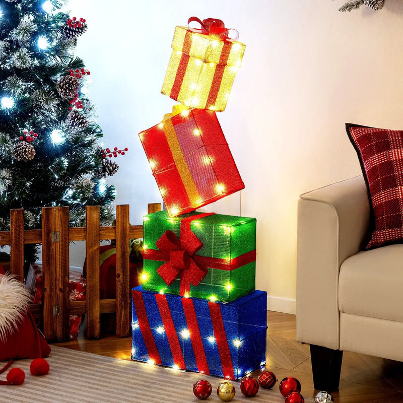 4 Ft Stackable Gift Boxes Set of 4 Stacked Christmas Present Boxes by DirectDeals