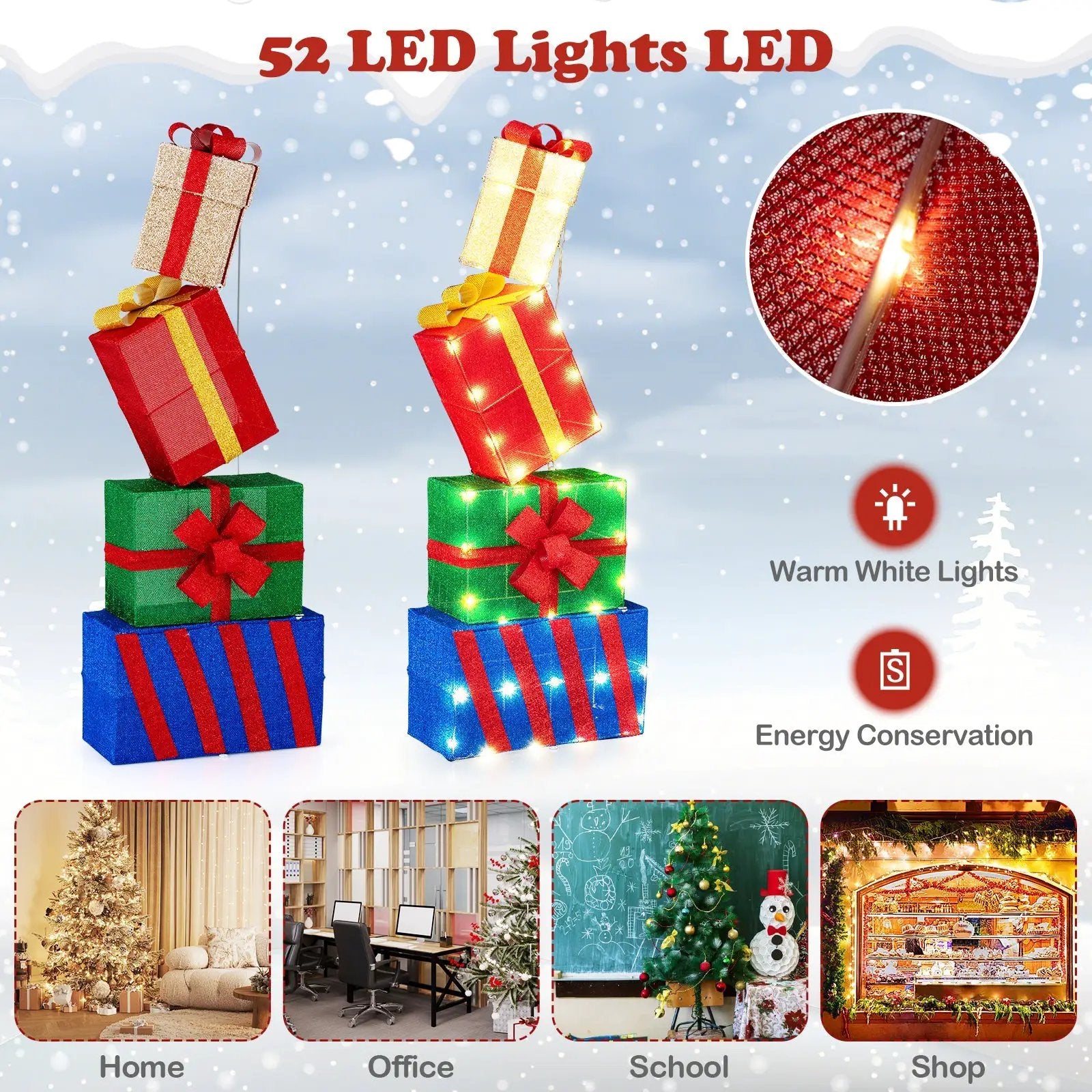 4 Ft Stackable Gift Boxes Set of 4 Stacked Christmas Present Boxes by DirectDeals