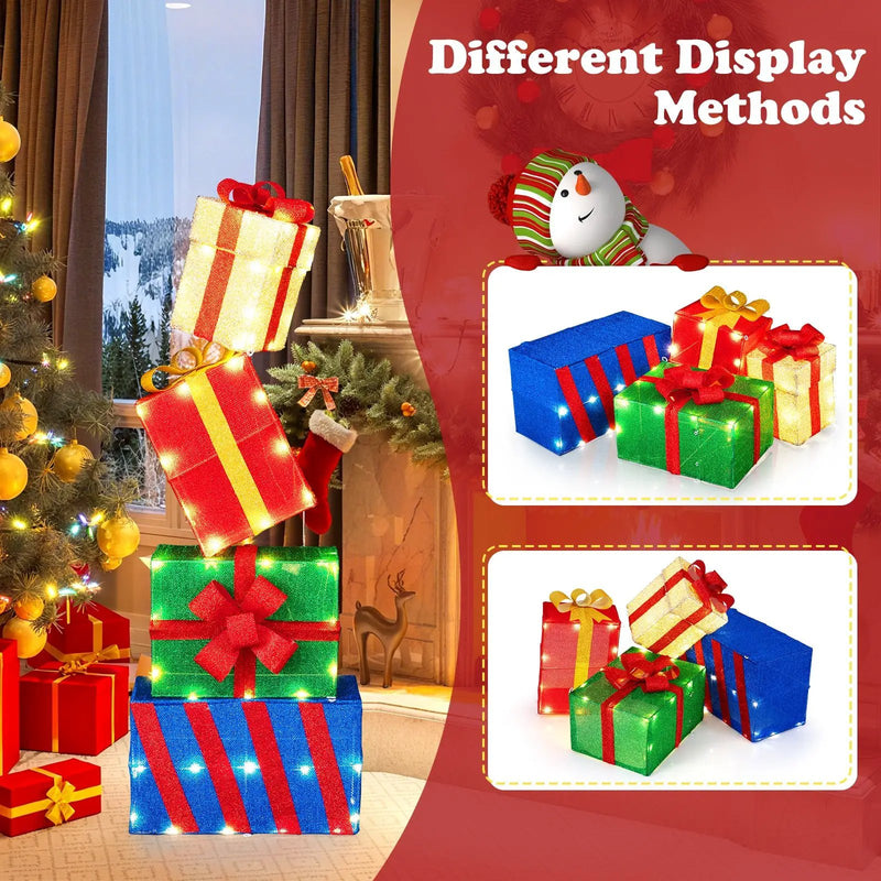 4 Ft Stackable Gift Boxes Set of 4 Stacked Christmas Present Boxes by DirectDeals
