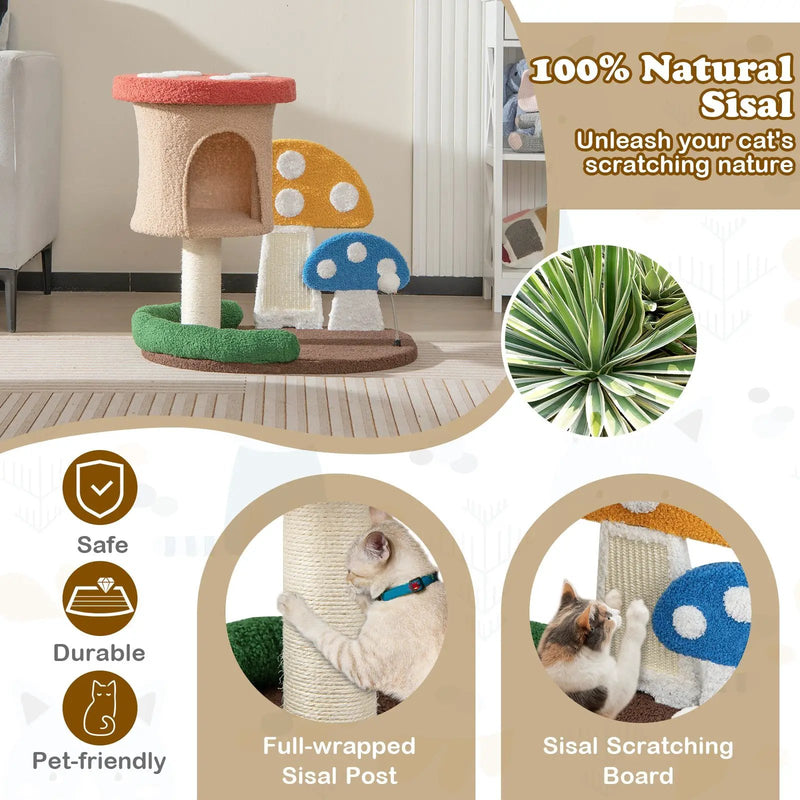 4-In-1 Cat Tree with Condo and Platform-Multicolor by DirectDeals