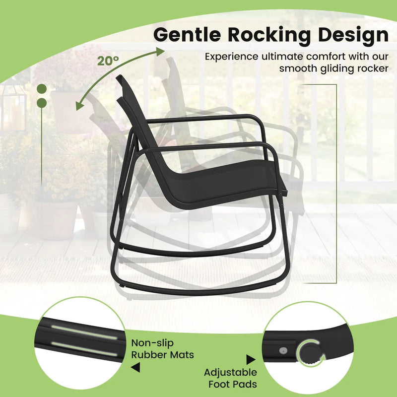 4 PCS Patio Furniture Set Outdoor Rocker Chair Conversation Set-Black by DirectDeals