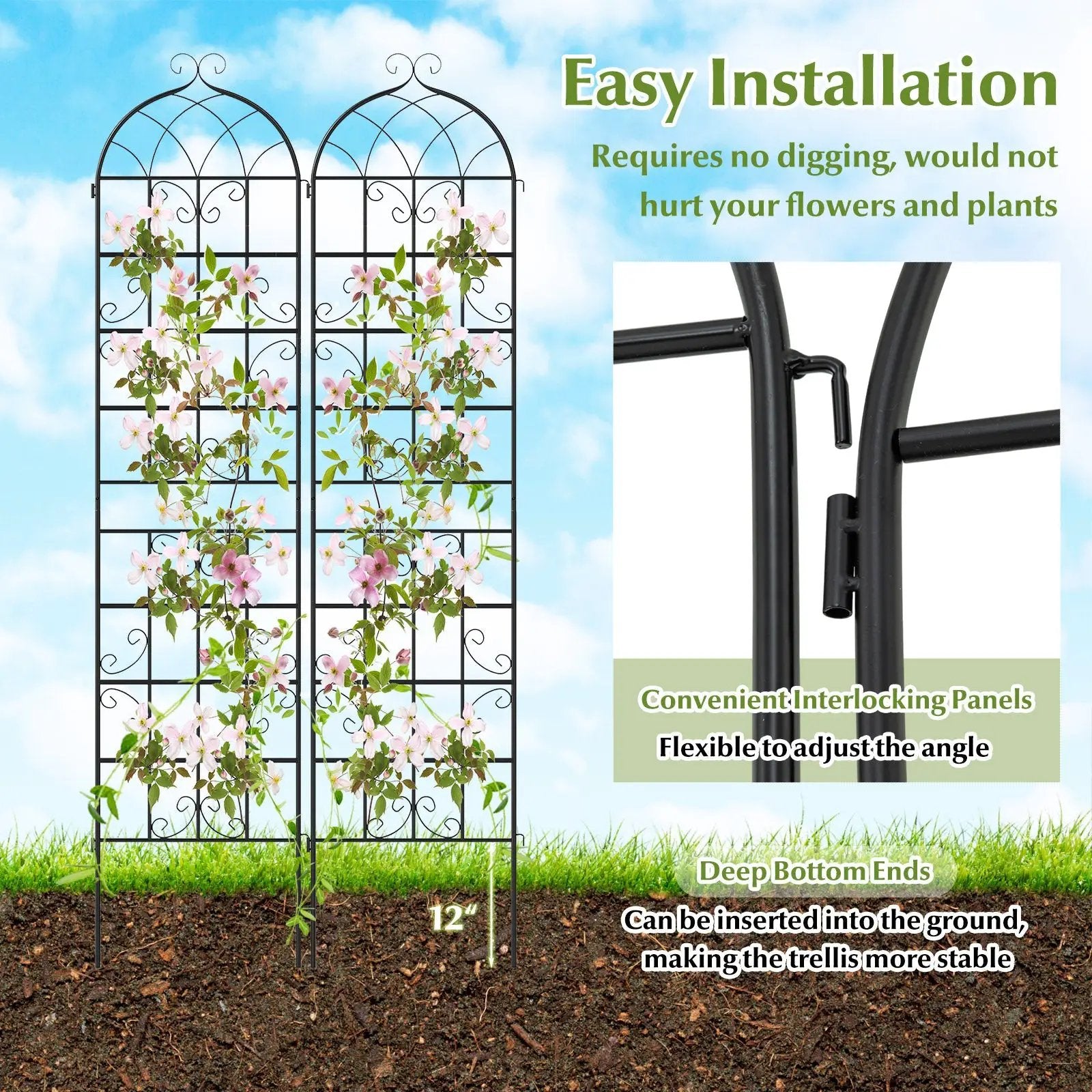 4 Pack 86" x 20" Metal Garden Trellis for Outdoor Climbing Plants by DirectDeals