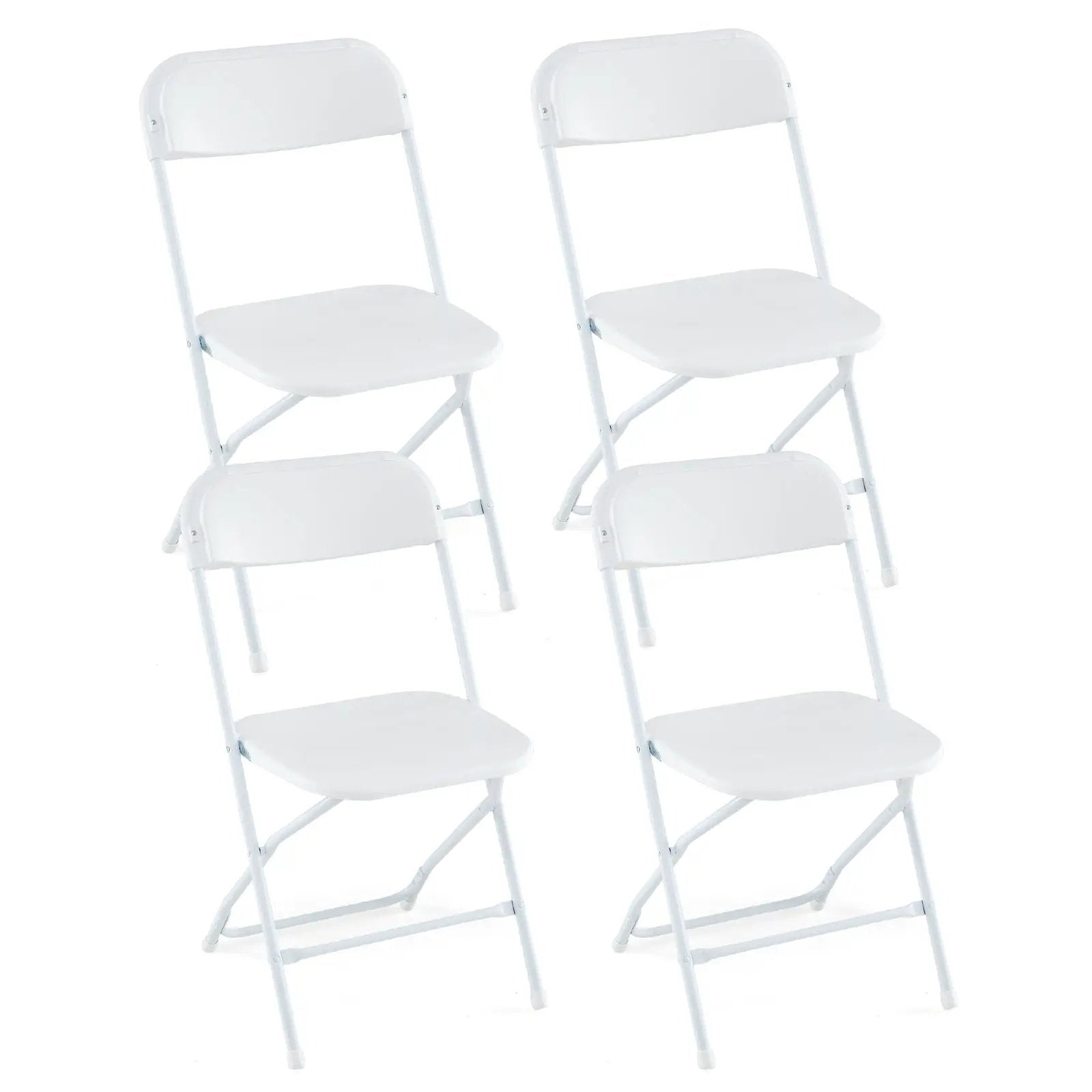 4 Pack Metal Folding Chairs with Plastic Seat and Back-White by DirectDeals