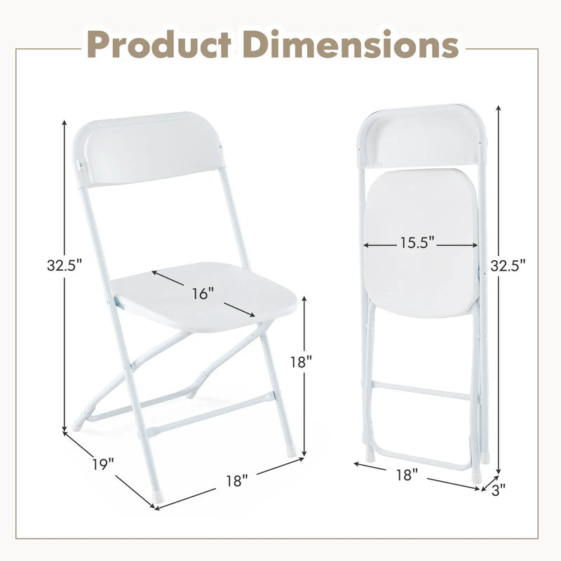4 Pack Metal Folding Chairs with Plastic Seat and Back-White by DirectDeals