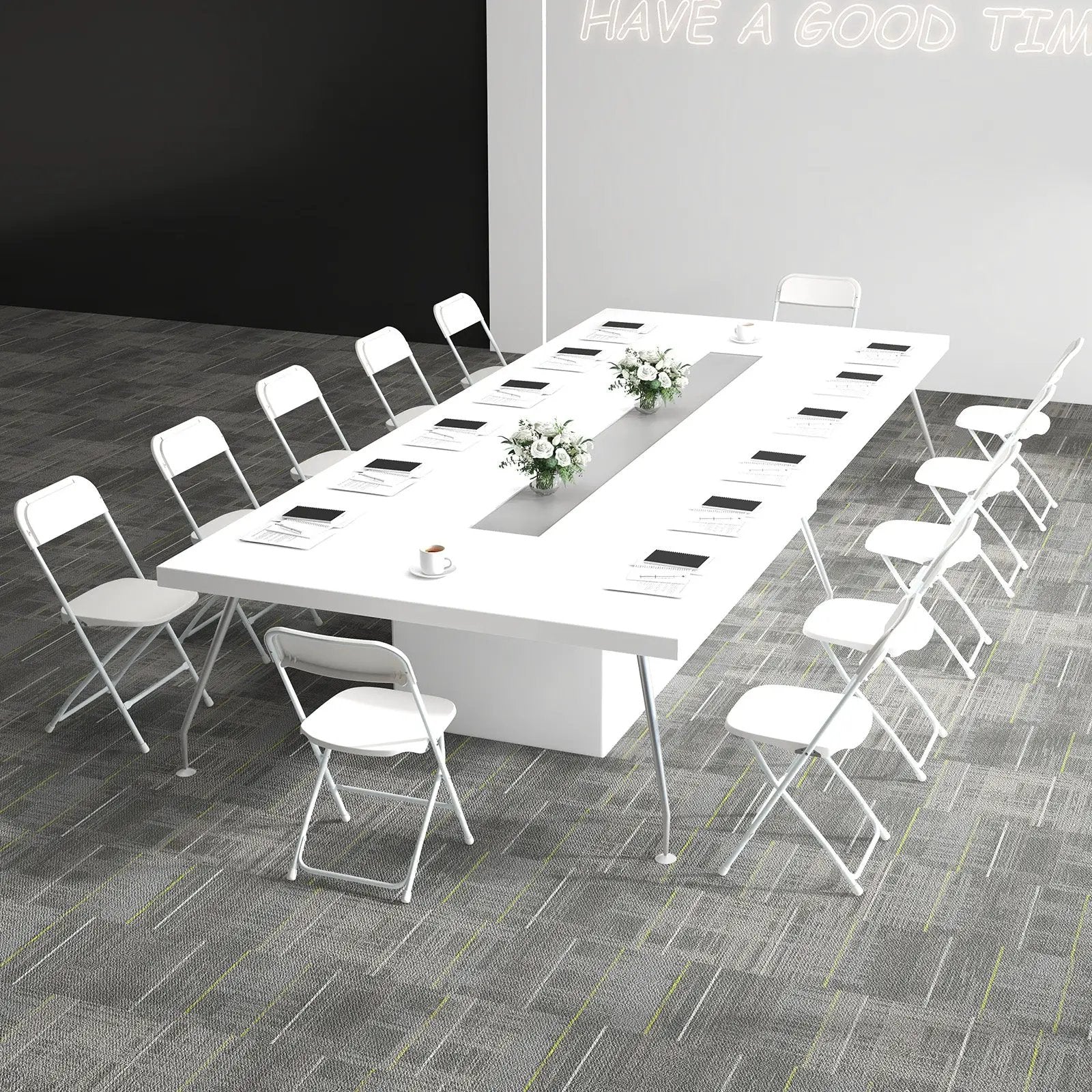 4 Pack Metal Folding Chairs with Plastic Seat and Back-White by DirectDeals