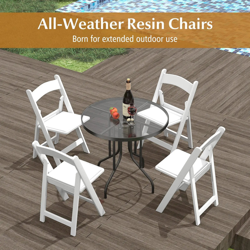 4 Pack Resin Folding Chairs with Padded Seat by DirectDeals