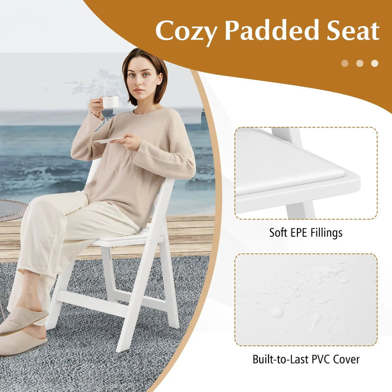 4 Pack Resin Folding Chairs with Padded Seat by DirectDeals