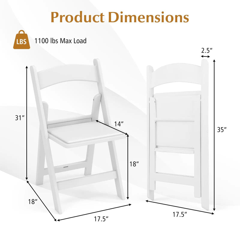 4 Pack Resin Folding Chairs with Padded Seat by DirectDeals