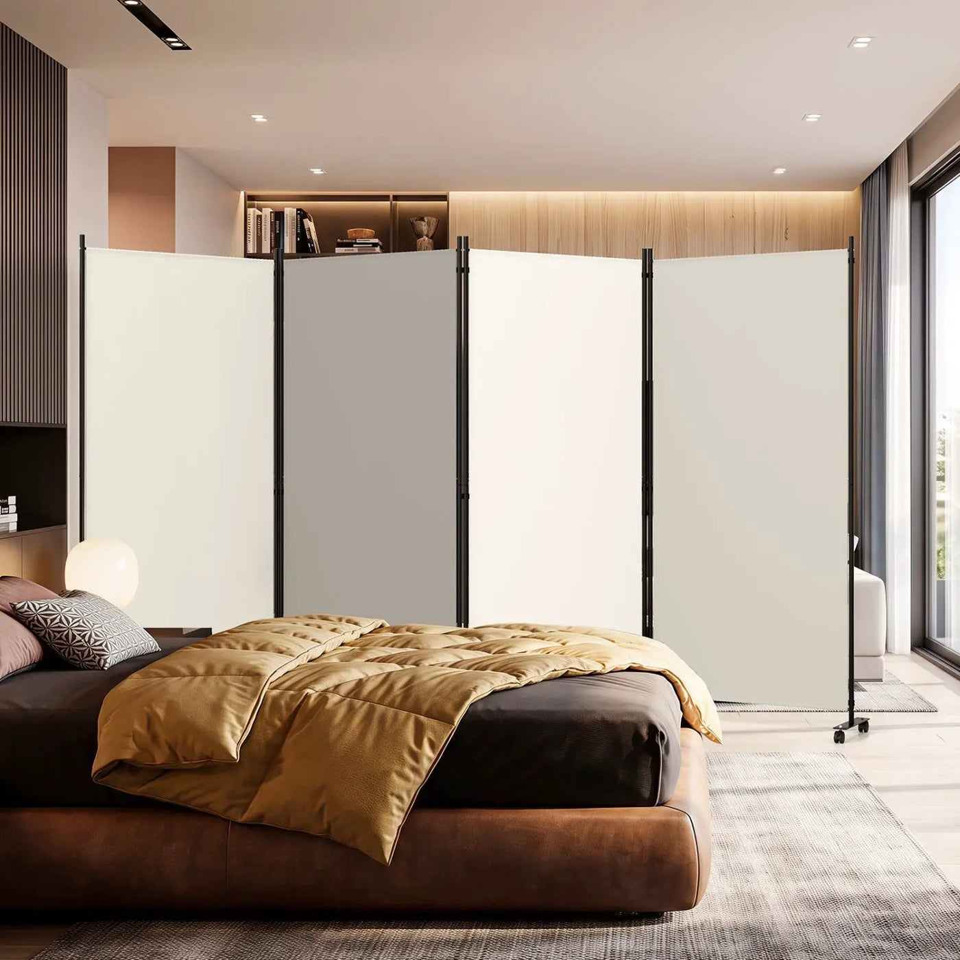 4-Panel Folding Room Divider with Wheels - 71.5" Tall by DirectDeals