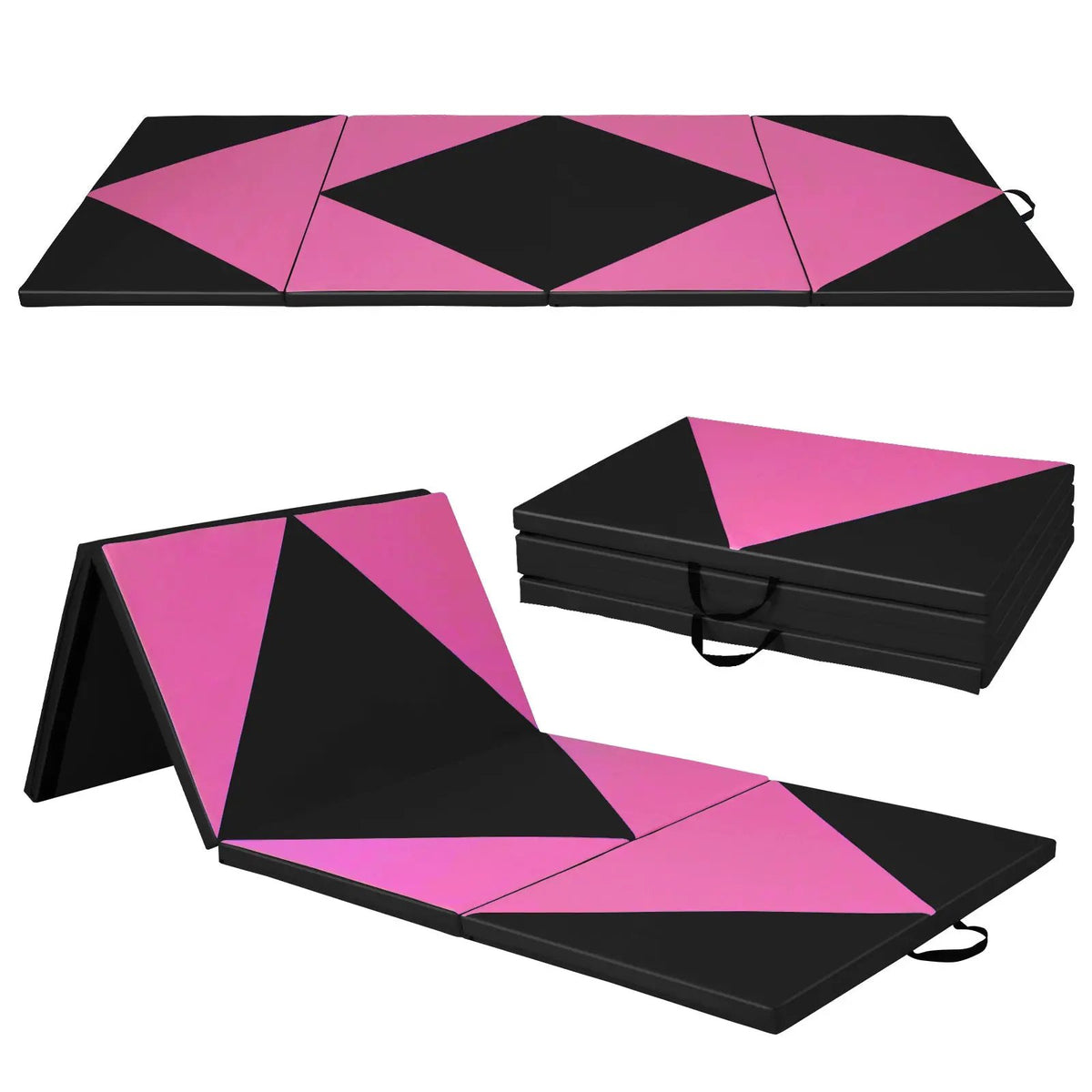 4-Panel PU Leather Folding Exercise Gym Mat with Hook and Loop Fasteners, photo 12 of 12