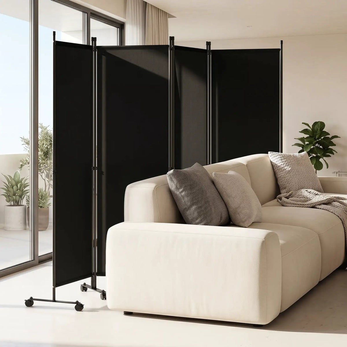 4-Panel Room Divider with Lockable Wheels - 87" x 68", photo 17 of 24