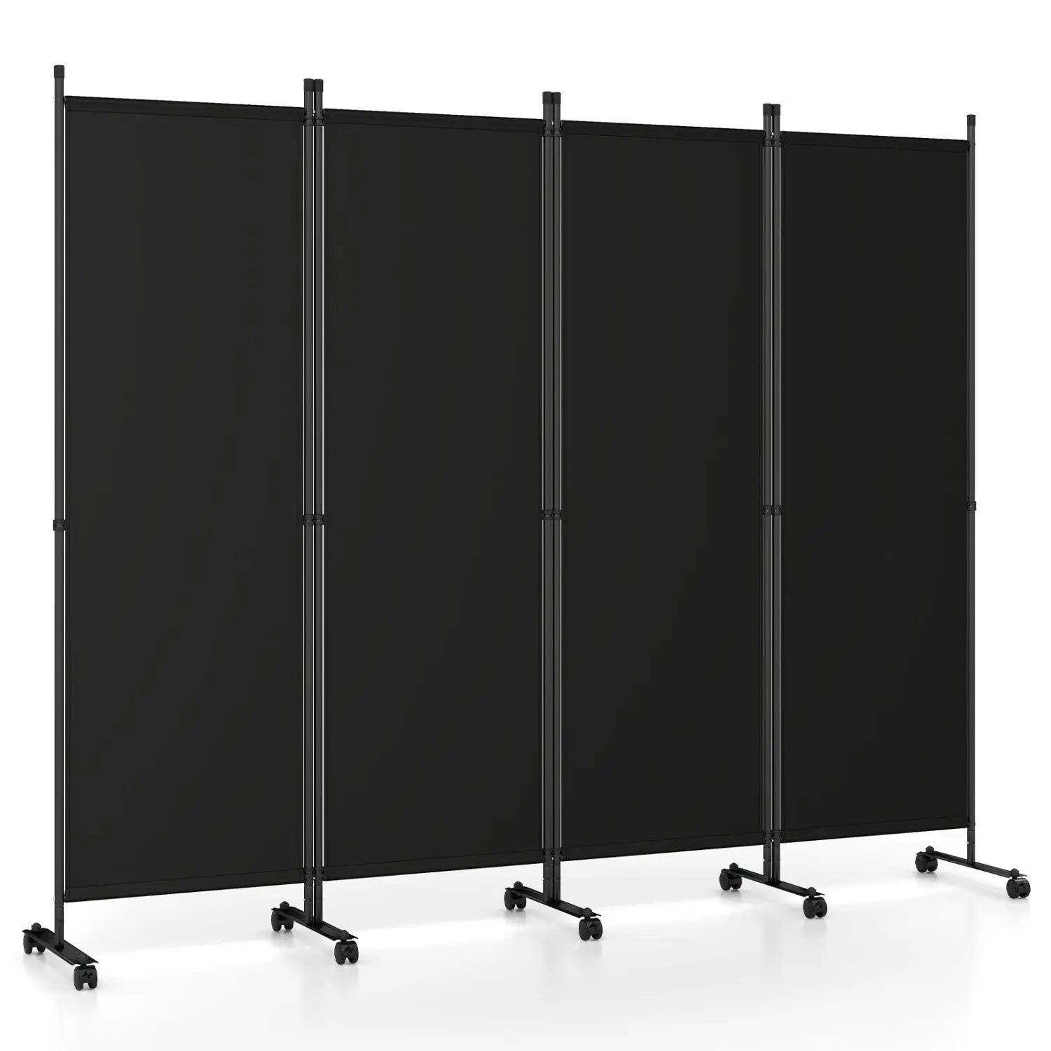 4-Panel Room Divider with Lockable Wheels - 87" x 68" by DirectDeals