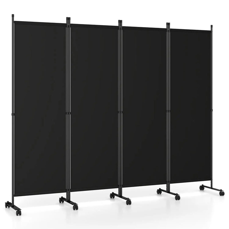 4-Panel Room Divider with Lockable Wheels - 87" x 68" by DirectDeals