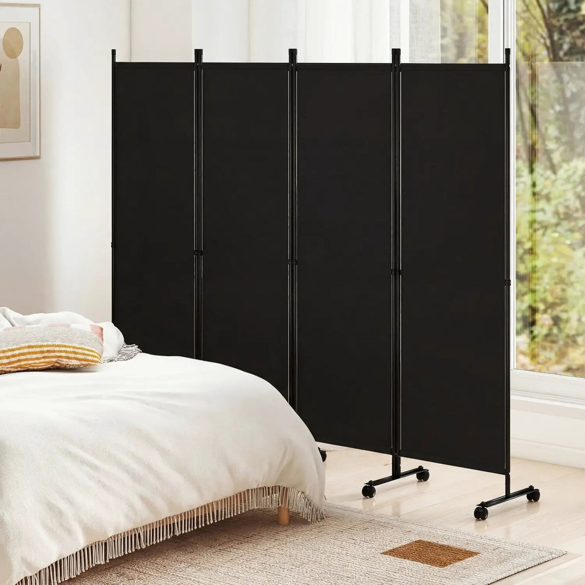 4-Panel Room Divider with Lockable Wheels - 87" x 68", photo 21 of 24