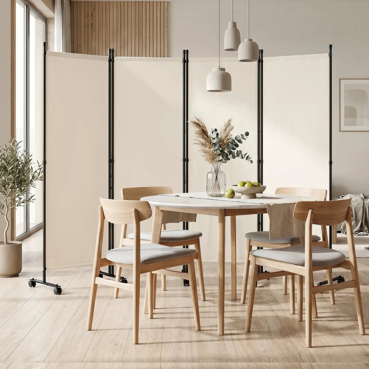 4-Panel Room Divider with Lockable Wheels - 87" x 68", photo 2 of 24