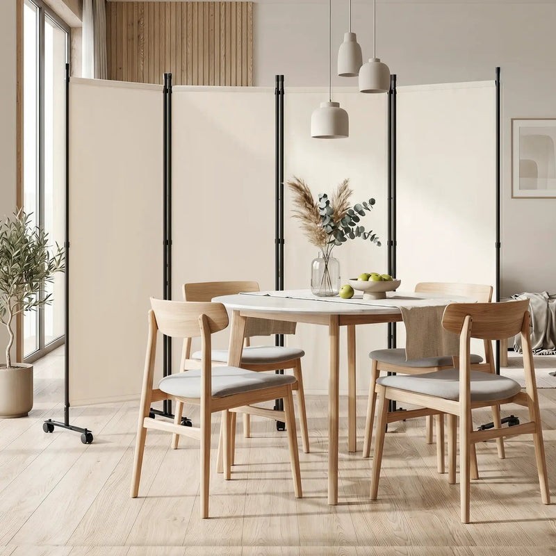 4-Panel Room Divider with Lockable Wheels - 87" x 68" by DirectDeals