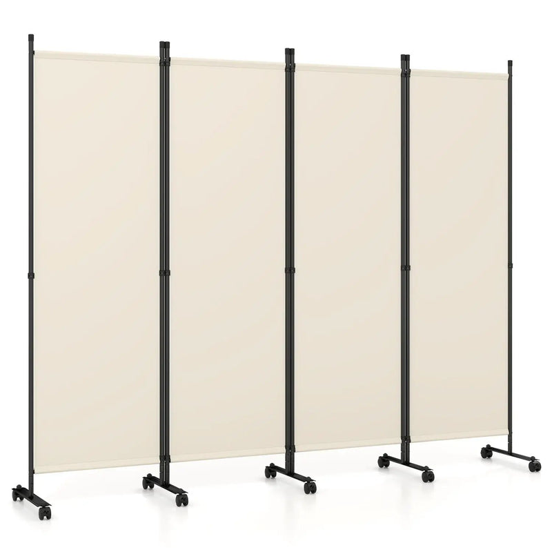 4-Panel Room Divider with Lockable Wheels - 87" x 68" by DirectDeals