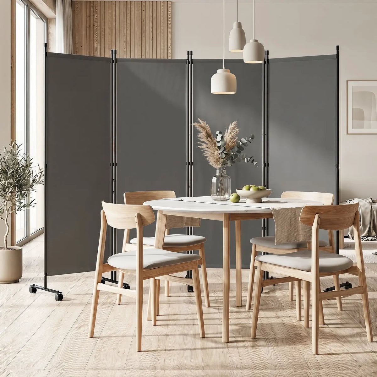 4-Panel Room Divider with Lockable Wheels - 87" x 68", photo 10 of 24