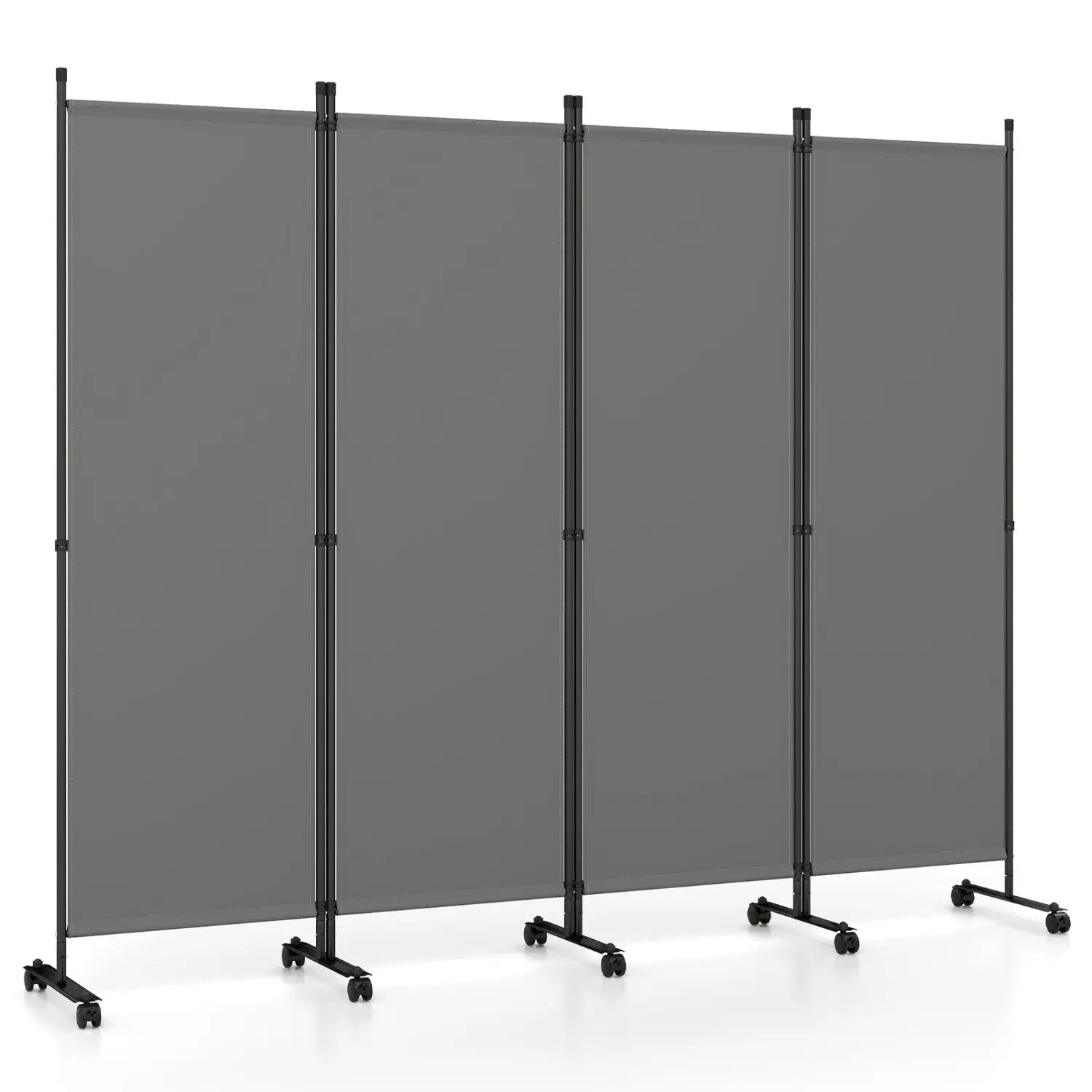 4-Panel Room Divider with Lockable Wheels - 87" x 68" by DirectDeals