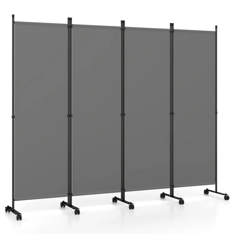 4-Panel Room Divider with Lockable Wheels - 87" x 68" by DirectDeals