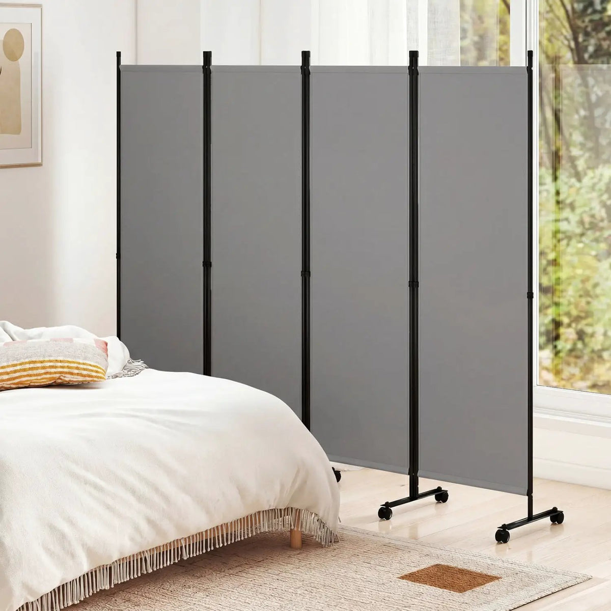 4-Panel Room Divider with Lockable Wheels - 87" x 68", photo 13 of 24