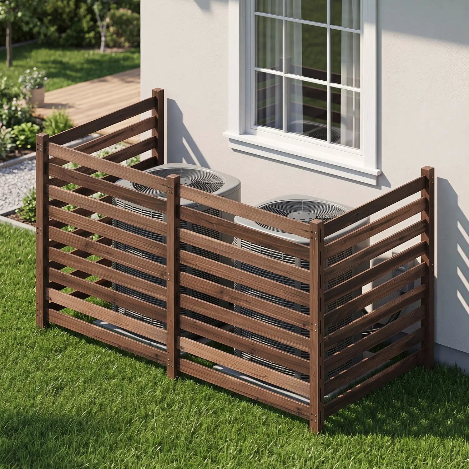 4-Panel Wooden Outdoor Privacy Fence with Ground Stakes by DirectDeals