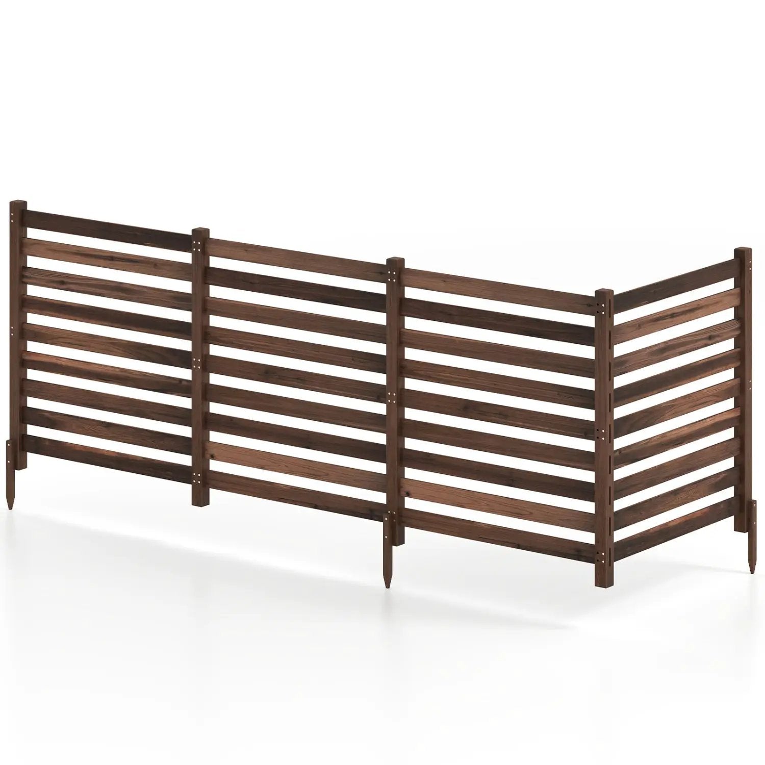 4-Panel Wooden Outdoor Privacy Fence with Ground Stakes by DirectDeals