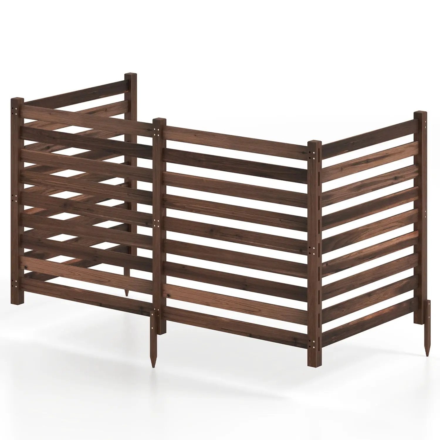 4-Panel Wooden Outdoor Privacy Fence with Ground Stakes by DirectDeals
