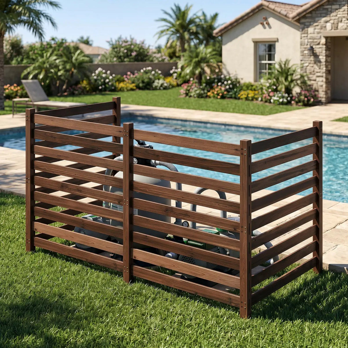 4-Panel Wooden Outdoor Privacy Fence with Ground Stakes by DirectDeals