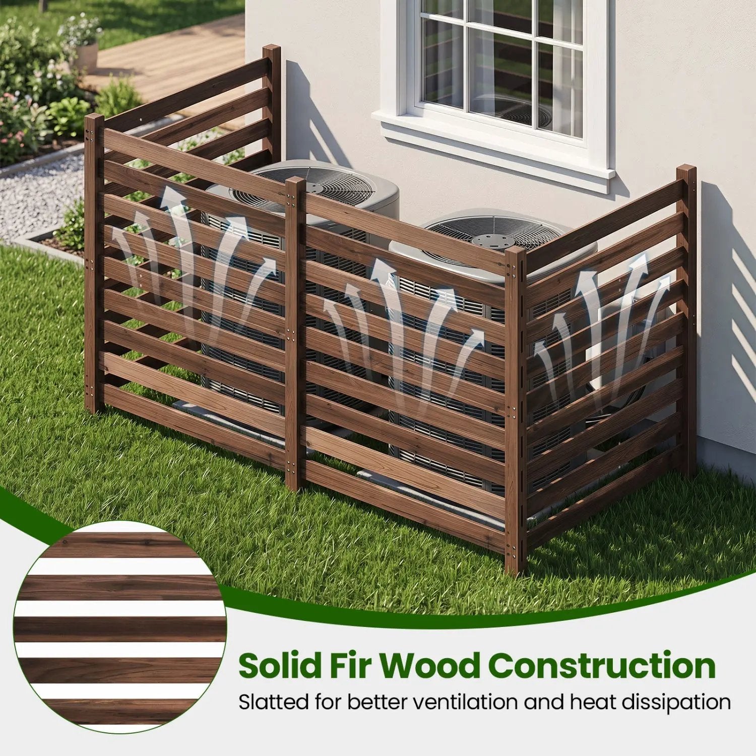4-Panel Wooden Outdoor Privacy Fence with Ground Stakes by DirectDeals