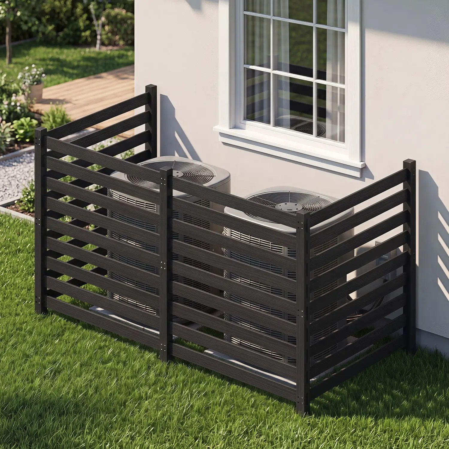4-Panel Wooden Outdoor Privacy Fence with Ground Stakes by DirectDeals
