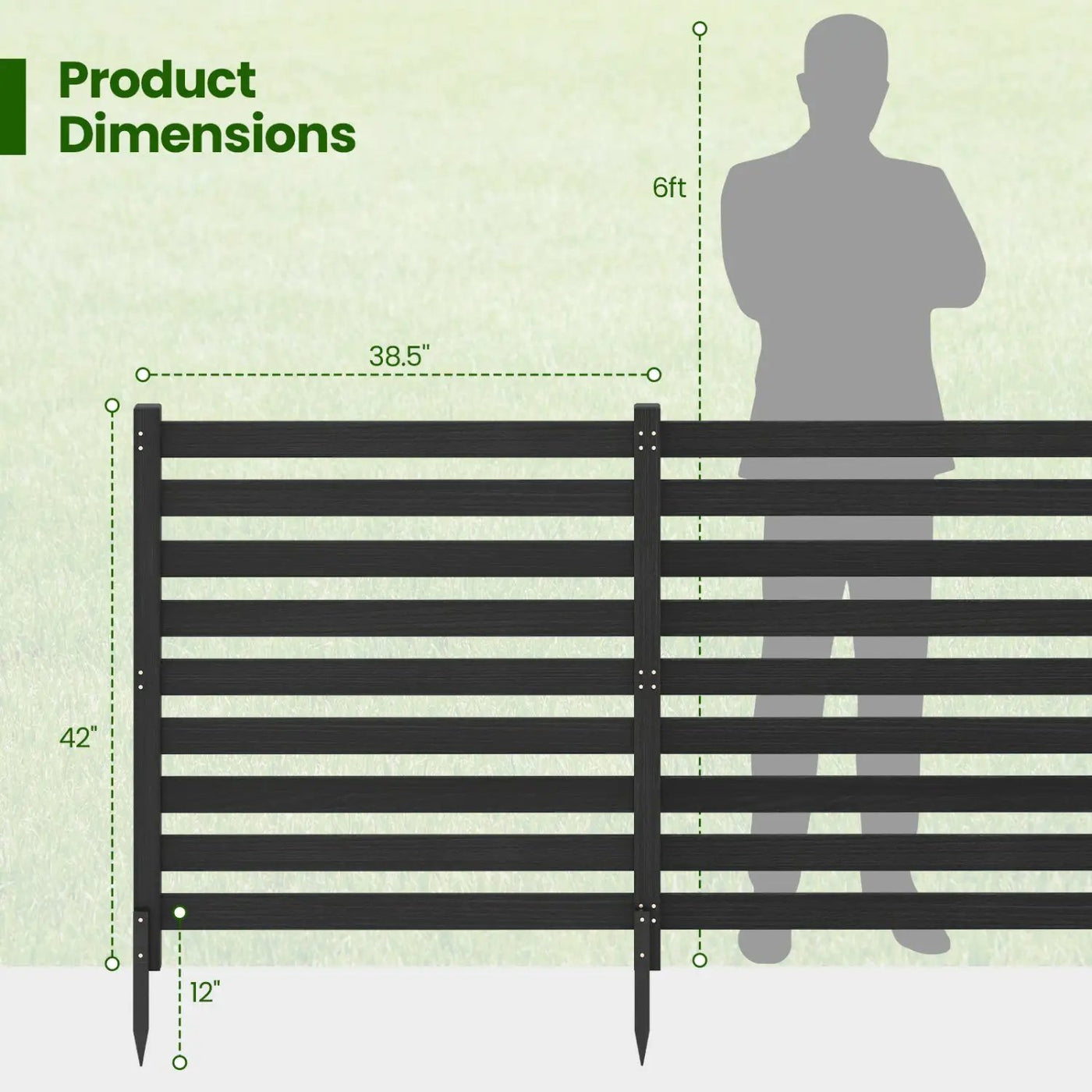 4-Panel Wooden Outdoor Privacy Fence with Ground Stakes by DirectDeals