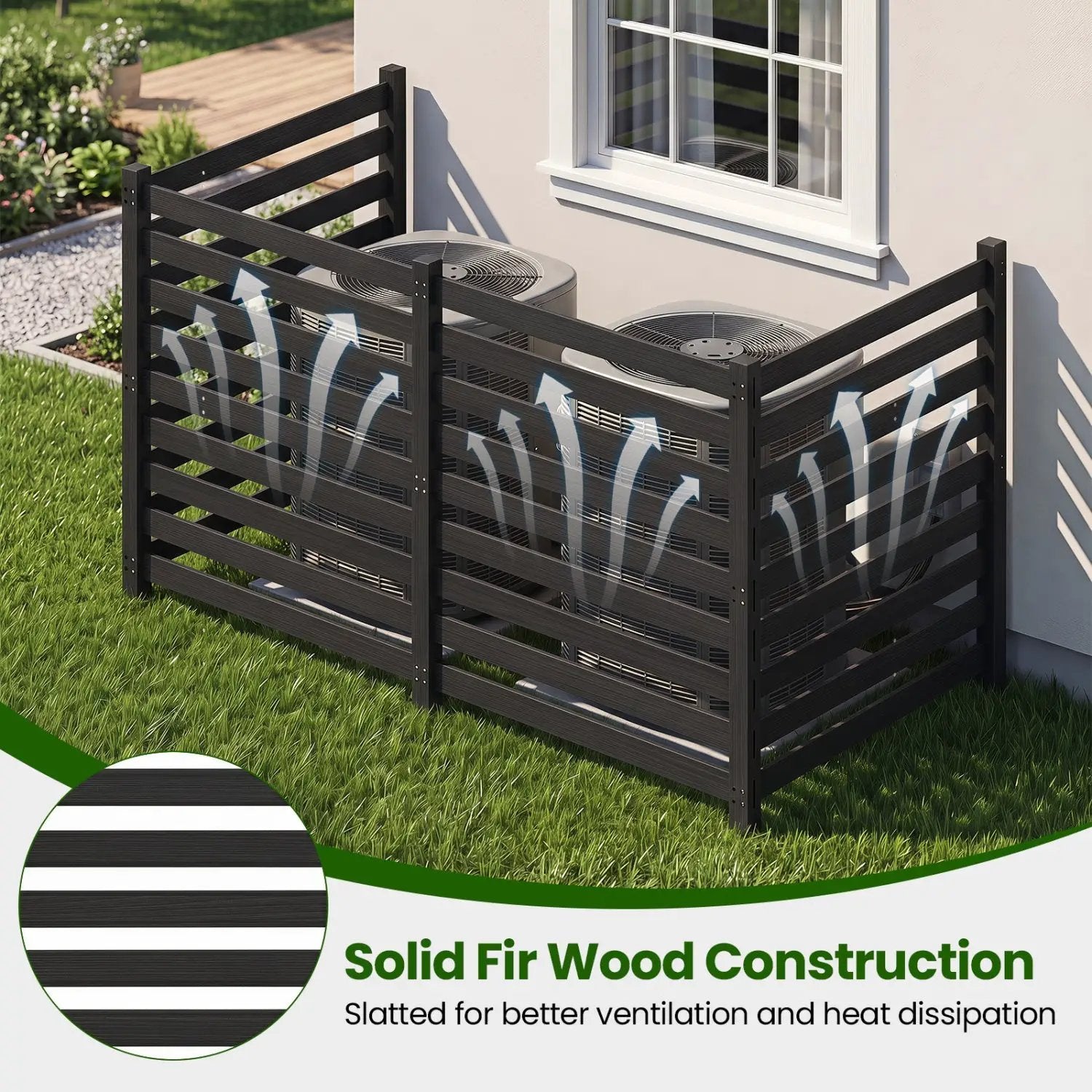 4-Panel Wooden Outdoor Privacy Fence with Ground Stakes by DirectDeals