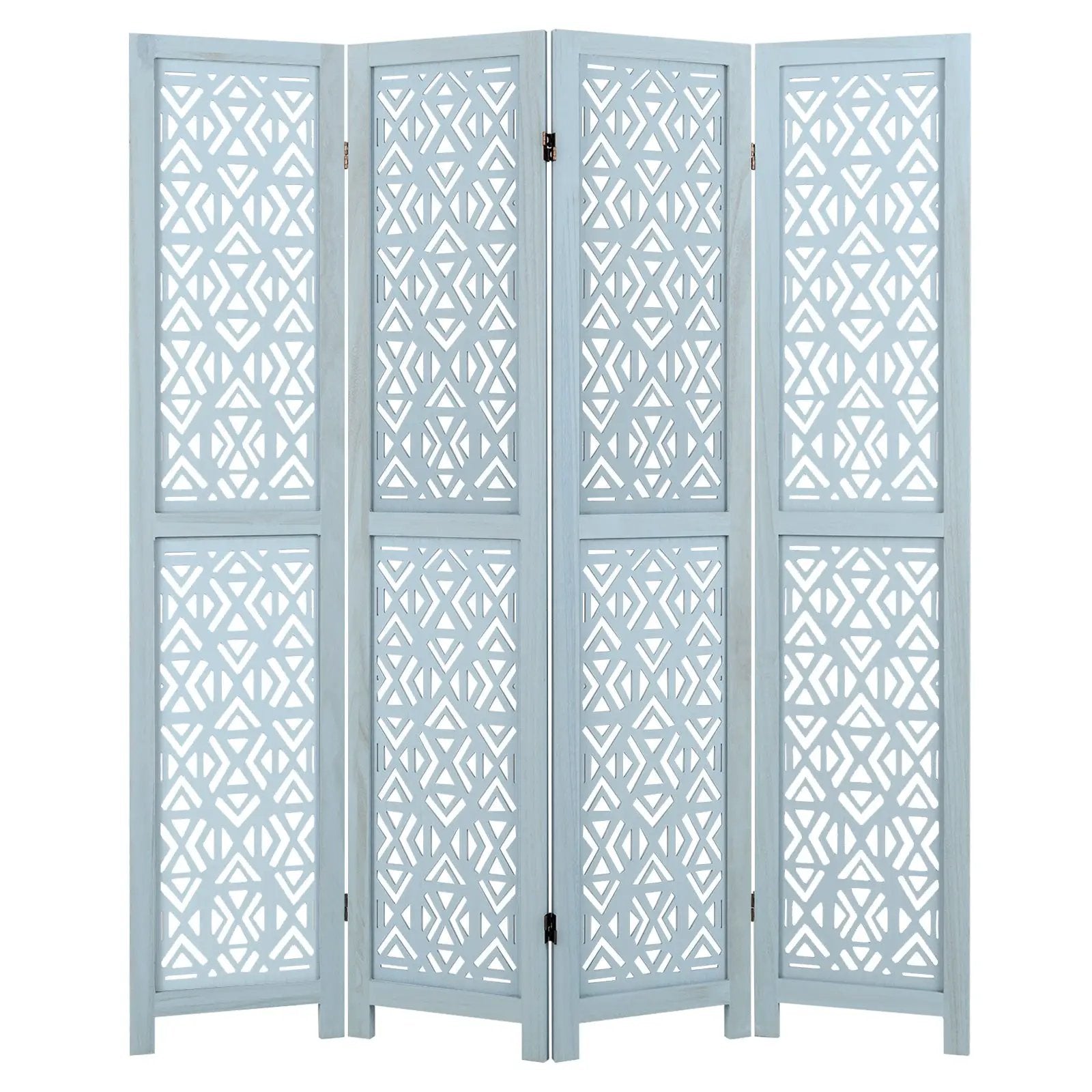 4/6 Panel Wooden Room Divider with Carved Cutout Pattern and Solid Wood Frame by DirectDeals