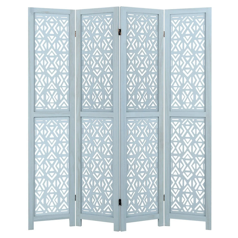 4/6 Panel Wooden Room Divider with Carved Cutout Pattern and Solid Wood Frame by DirectDeals
