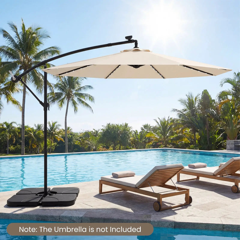 4-Piece Cantilever Offset Base 164 LBS Heavy-Duty Square with U-Locking Pins-Black by DirectDeals
