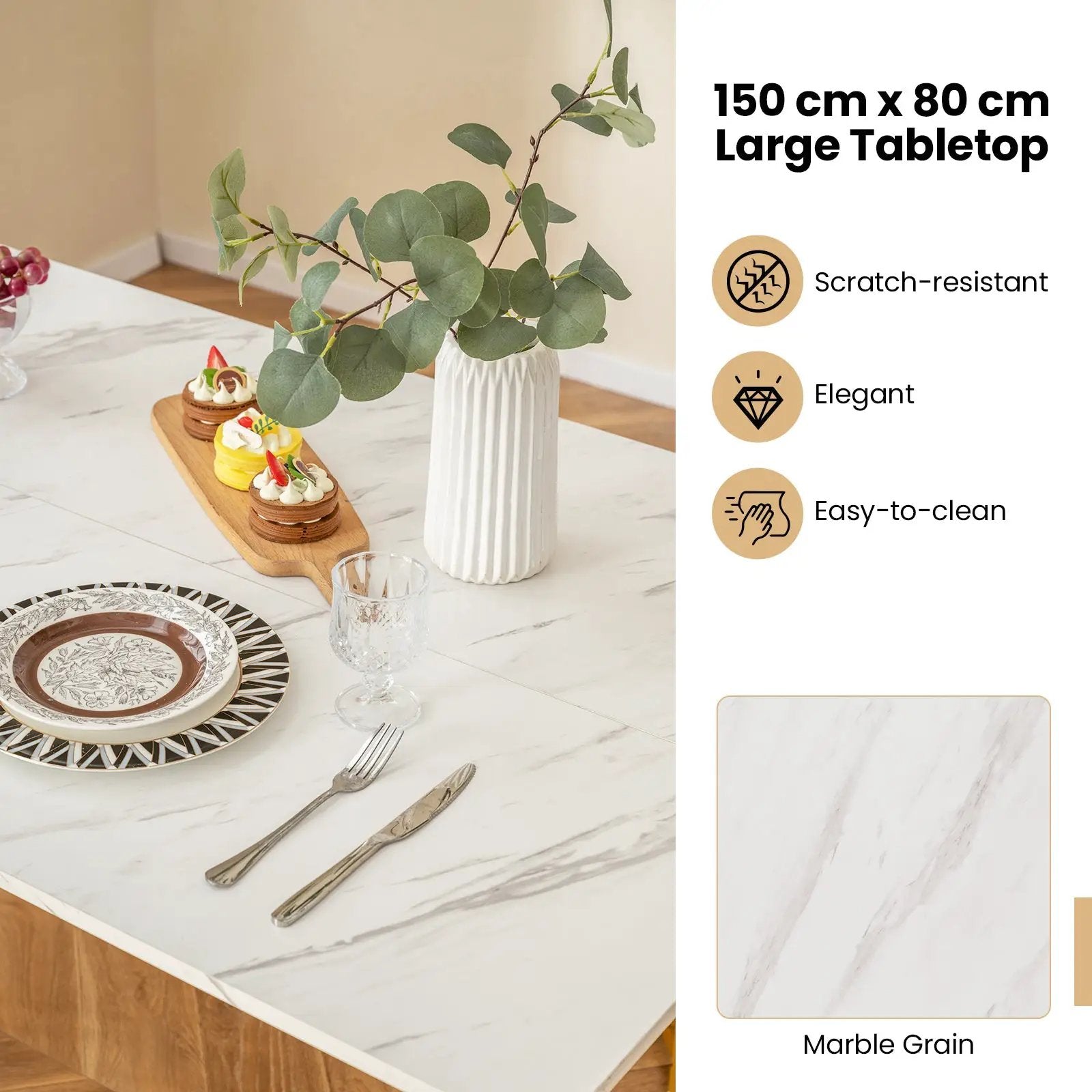 4 Piece Dining Table Set with Bench and 2 Stools-White by DirectDeals