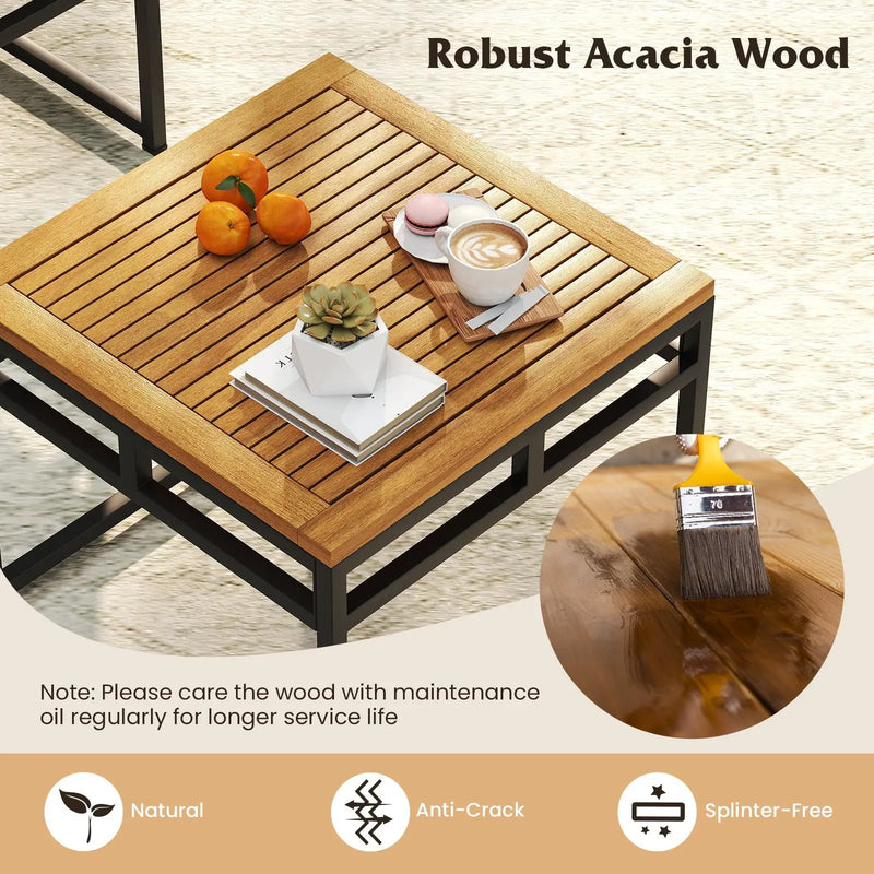4 Pieces Patio L-Shaped Sofa Set with Cushions and Side Table-Brown by DirectDeals