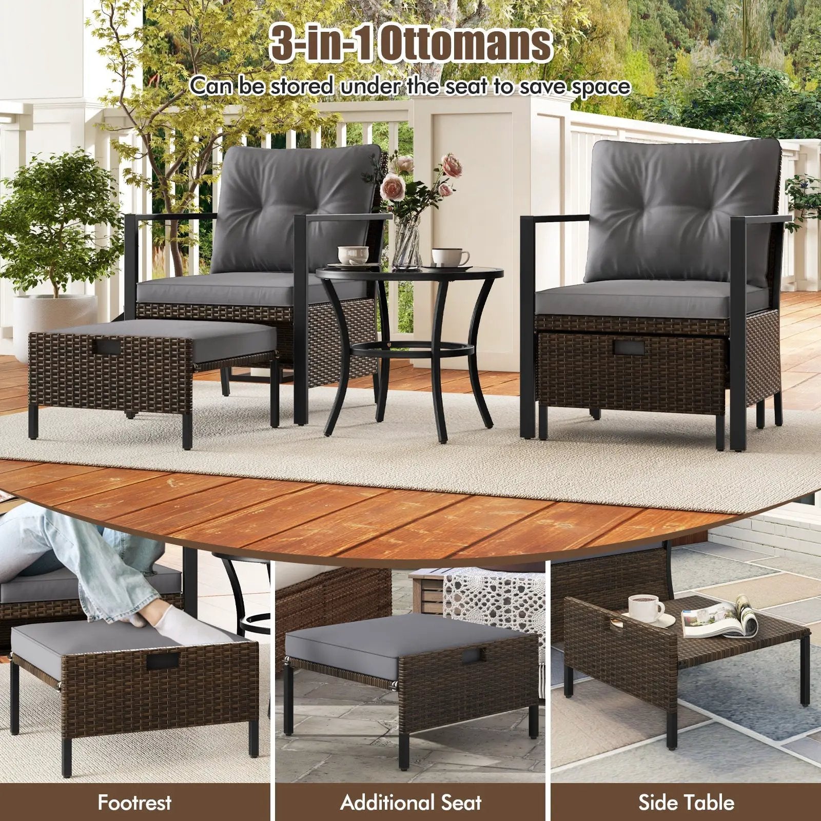 4 Piece Outdoor Furniture Set with Glass Topped Coffee Table by DirectDeals