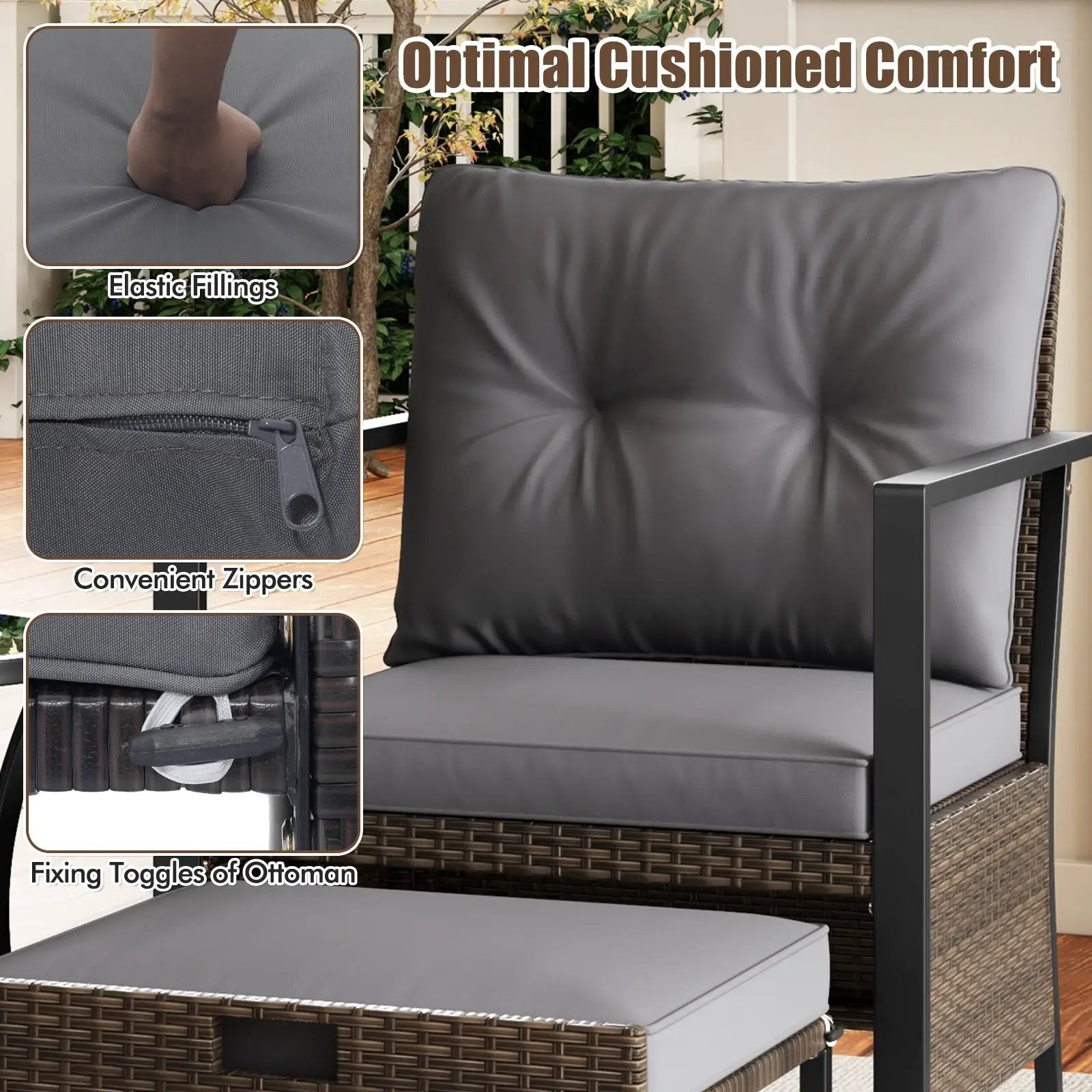 4 Piece Outdoor Furniture Set with Glass Topped Coffee Table by DirectDeals