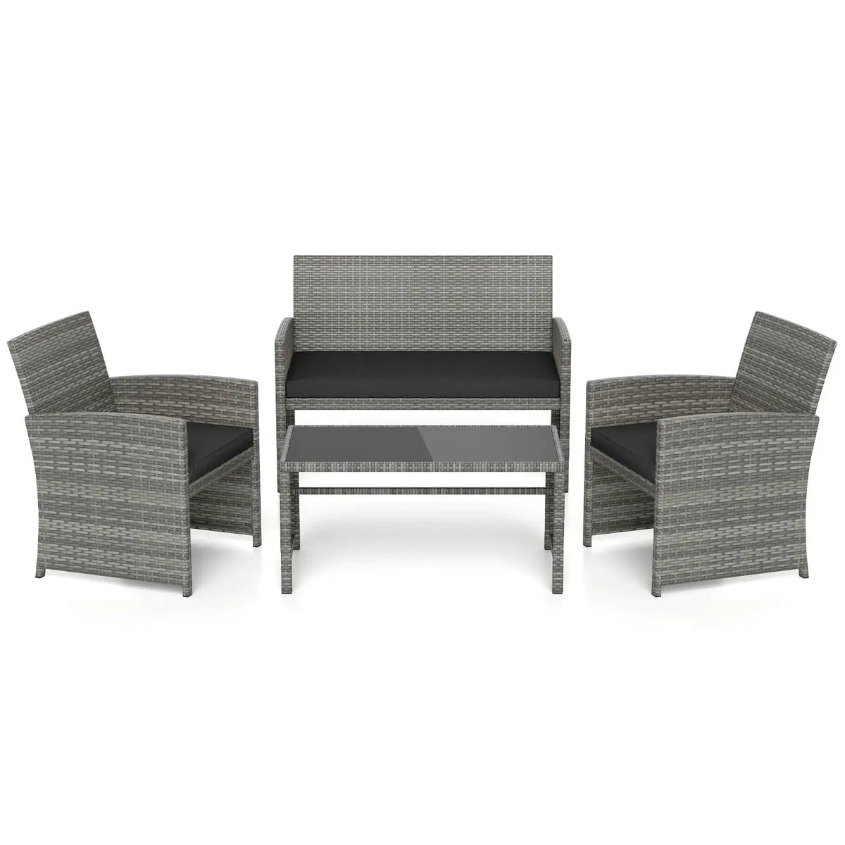 4 Piece Patio Conversation Set Rattan Chair Loveseat and Table Set, photo 20 of 40