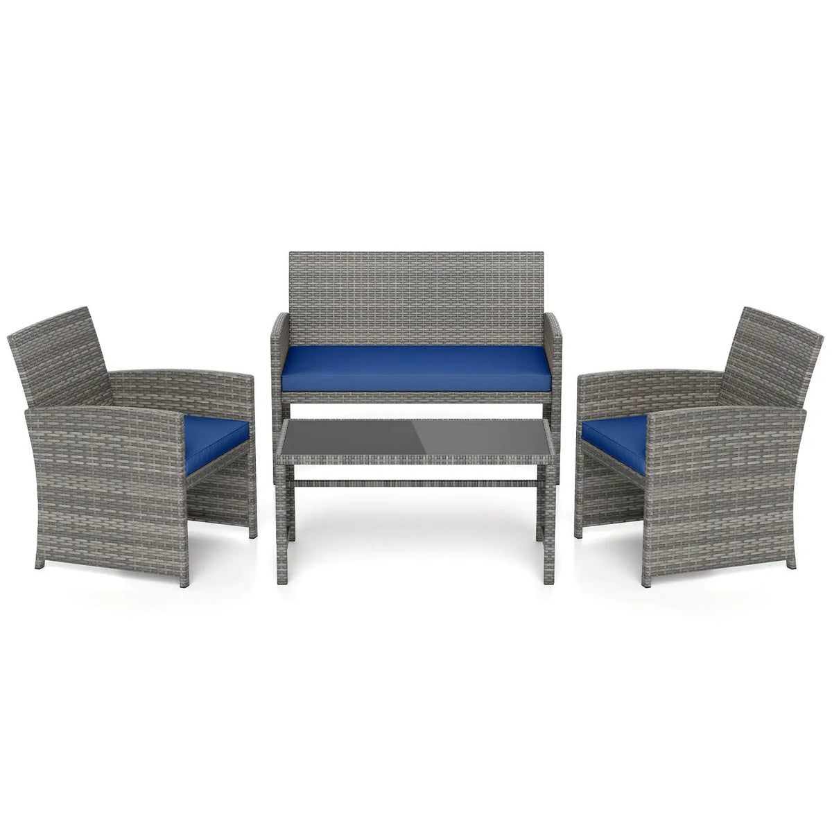 4 Piece Patio Conversation Set Rattan Chair Loveseat and Table Set, photo 19 of 40