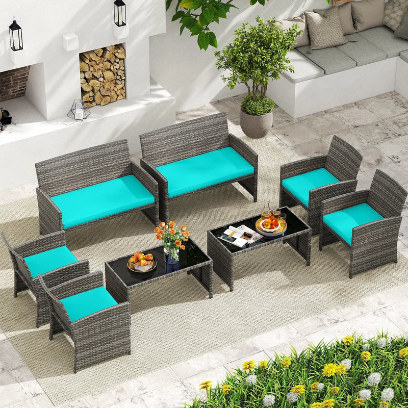 4 Piece Patio Conversation Set Rattan Chair Loveseat and Table Set by DirectDeals