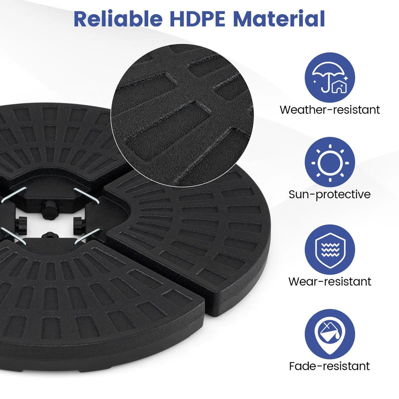 4-Piece Patio Market Umbrella Base 140 LBS Heavy-Duty with U-Locking Pins-Black by DirectDeals
