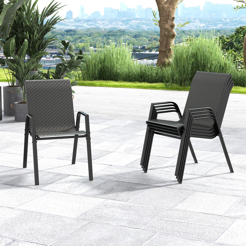 4 Piece Patio Rattan Dining Chairs with Wicker Woven Seat and Back for Backyard Front Porch-Brown by DirectDeals