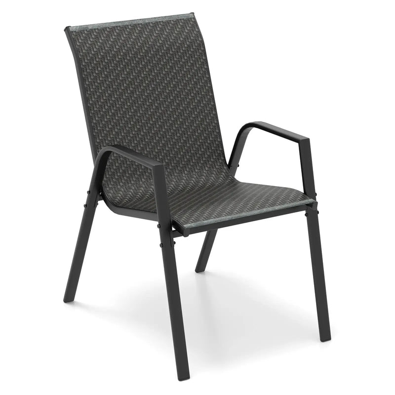 4 Piece Patio Rattan Dining Chairs with Wicker Woven Seat and Back for Backyard Front Porch-Brown by DirectDeals