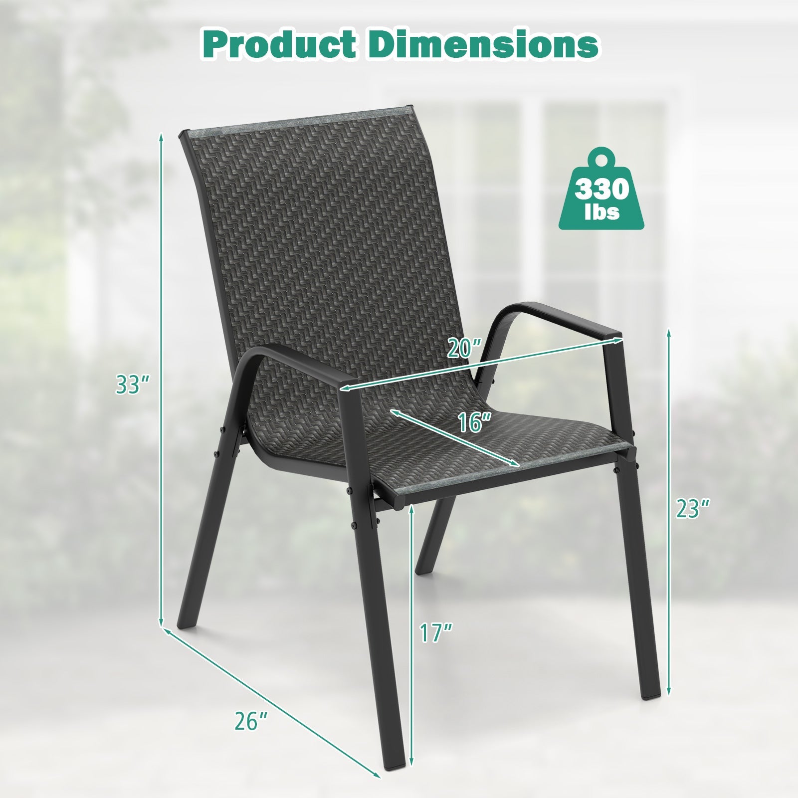 4 Piece Patio Rattan Dining Chairs with Wicker Woven Seat and Back for Backyard Front Porch-Brown by DirectDeals